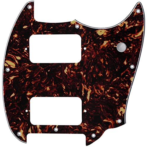Musiclily Pro 9 Löcher Round Corner HH Pickguard 2 Humbuckers Schlagbrett für Squier Bullet Series Mustang E-Gitarre, 4-lagig Tortoise Shell