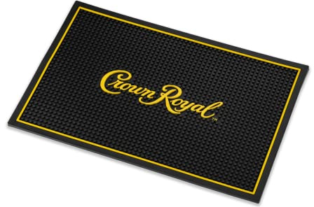 Crown Royal Bar and Spill Mat | Canadian Whiskey Rubber Bar Mat for Drips with Crown Royal Logo | Professional Non-Slip Bar Service Mat, 18 x 12” Compatible