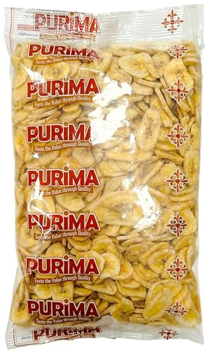 Banana Chips 1kg – Dried Banana Slices Natural Fruit Crispy Sweet Sweetened Crunchy Snack Dehydrated Dry – Ready to Eat - Large Bulk Bag – Vegan - PURIMA