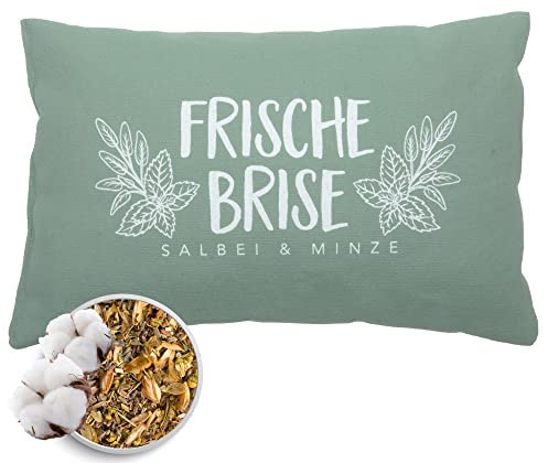 Herbalind Kräuterkissen Frische Brise Salbei Minze 30x20 cm - Erkältungskissen mit Füllung ohne Chemie - Kissen Bezug 100% Baumwolle, Duftkissen bei Erkältung, Aromakissen