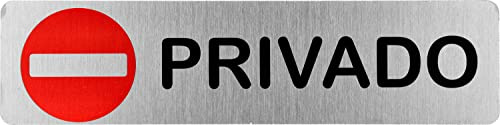 Becral® - Señal de acero inoxidable PRIVADO | Placa puerta | Señal informativa | Cartel Puerta 200X50mm (ref.RD707029)