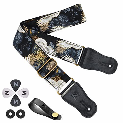 Nefelibata Damen Jtbd-jcs212 Gitarrengurt, Chrysanthemen, Adjustable from 38 to 64