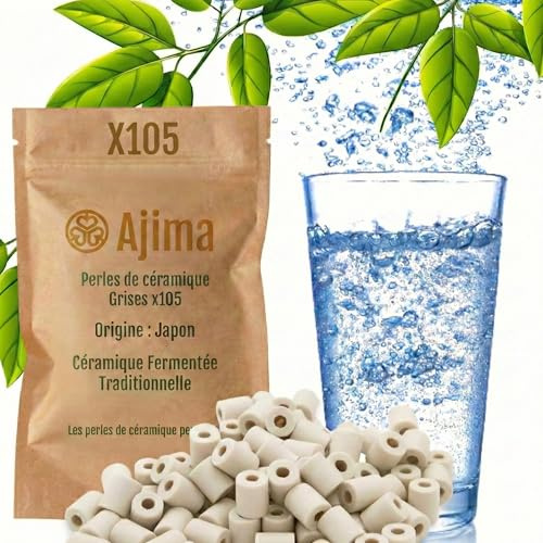 Ajima 105 graue EM-Keramikperlen – Natürlicher Anti-Kalk-Wasserfilter für Karaffe, Wasserkocher, Trinkflasche, Waschmaschine – Reinigung und Enthärtung des Wassers