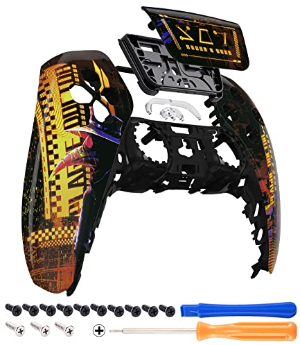eXtremeRate Cyber Plague Touchpad Front Housing Shell Compatible with ps5 Controller BDM-010 BDM-020 BDM-030, DIY Replacement Shell Custom Touch Pad Cover Compatible with ps5 Controller (ZPFT1072G3)
