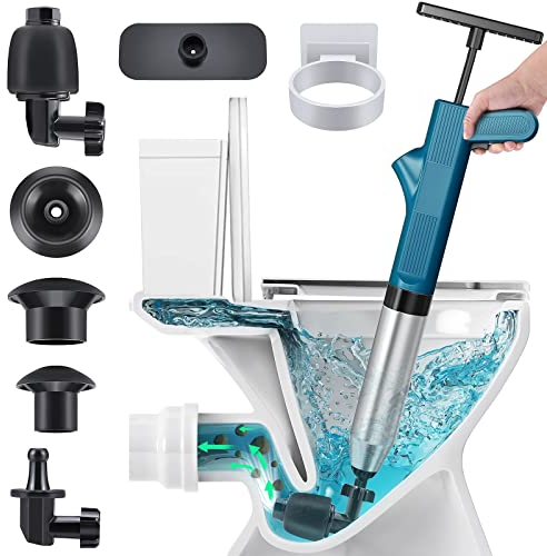 Toilet Plunger, Drain Clog Remover Tools, High Pressure Air Drain Blaster Gun with Visual Barometer, Heavy Duty Toilet Unclogger Plungers for Bathroom, Kitchen Sink, Floor Drain, Sewer