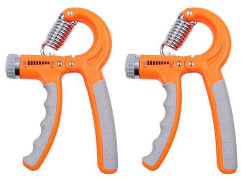 2 Stück NUZAMAS Handgriffverstärker, 10–60 kg, verstellbarer Widerstand, Unterarmgriff, Handtrainer, rutschfester Greifer für Männer, Frauen, Sportler, Musiker, Handgelenkgreifer, Orange