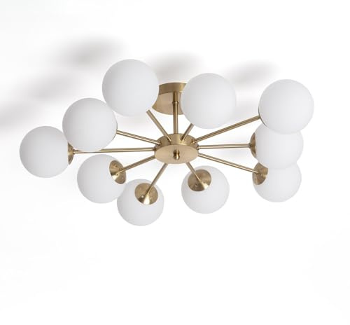 LEDKIA Lámpara de Techo Metal y Cristal Moonlight Brass 10 Focos Dorado | CasquilloG9