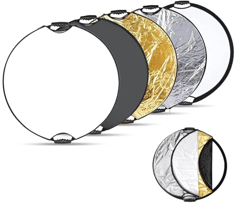 Riflettore di luce,30cm 5-in-1 Riflettore Rotondo Portatile Pieghevole, Pieghevole Pannello Riflettente Fotografico,per Ritratti Selfie Ritratti Fotografia Di Matrimonio Foto Video