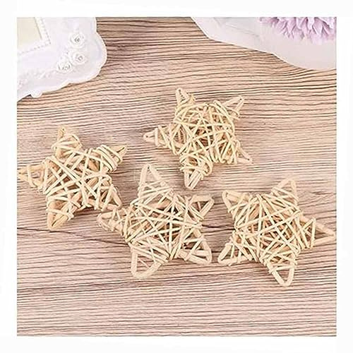 SHTGOI 12 Stücke Rattan Stern 9cm Natürliche Rattankugeln Rattan Bälle Pentagramm Gewebt Anhänger Stern scharfe Weidenkugeln Dekoration für Hochzeit Tisch Weihnachtsbaum Home Garten Holz