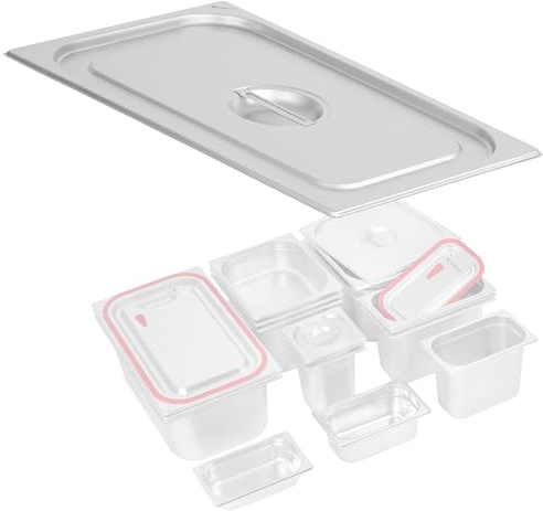 Mahlzeit Deckel für GN Behälter 1/1 | Verschiedene Größen verfügbar | Edelstahl Gastronomiebehälterdeckel | Behälter-Deckel, Gastronormbehälter Deckel, Wärmebehälterschutz für 1/1