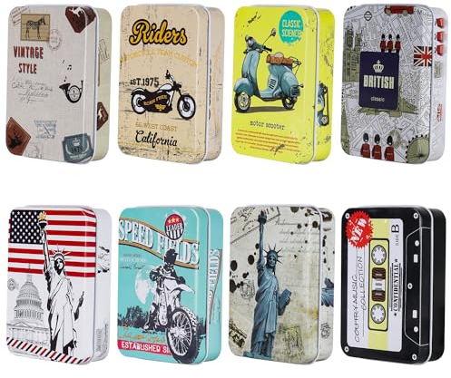 Prmape 8 Stück Metalldosen mit Deckel, 90 * 65 * 25mm Blechdose Metallbox mit Deckel Kleine Metalldose, Kleine Blechdosen Bunt für kleine Gegenstände und andere Bastelprojekte