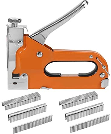 3 en 1 agrafeuse d'agrafeuse d'agrafeuse d'agrafe pistolet Tougon Cloueur de rembourrage Fix Meubles outils Frapper Frapper Stachler Tool à main en acier inoxydable 600 PCS NAI