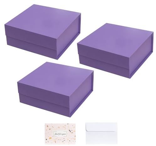 CHARMGIFTBOX Scatole regalo viola con coperchio, 18 x 17 x 8 cm, scatola regalo magnetica viola, piccole scatole pieghevoli per feste di compleanno, damigella d'onore, regali di Natale