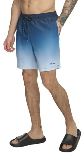 DKNY Herren-Badehose, leicht, schnell trocknend, Volley, LSF 40+, Schutz, Marineblau, XL
