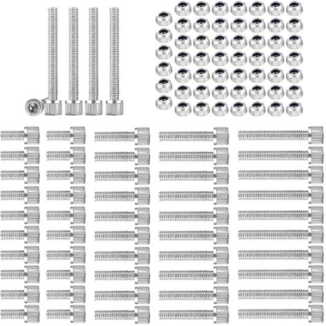 LWLWA M5 Schrauben 55 Stücke, Linsenkopfschrauben Edelstahl, mit Schrauben Schrauben Muttern Set 55/40/30/20/10 MM, Sechskantkopf-Design, für Heim und Bürogeräte Oder Möbelreparatur