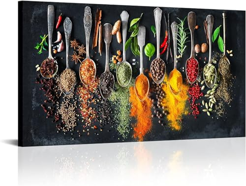 Peinture par Numéros Grand 30x60cm, Kit Bricolage à l'Huile sur Toile pour Adultes et Débutants - Thème Épices - Sans Cadre