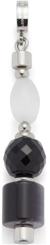 JEWELS BY LEONARDO Anhänger Clip & Mix Betsy, Ketten-Anhänger aus silberfarbenem Edelstahl, unterschiedlich geformte Catseye-Perlen in Schwarz, Grau und Weiß, Schmuck Geschenk für Frauen, 024423