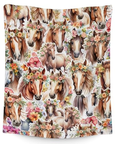 Horse Throw Blanket - Soft, Fuzzy & Warm - 40 x 50 Inches Small Blanket for Couch, Sofa - Colorful for Girls, Boys