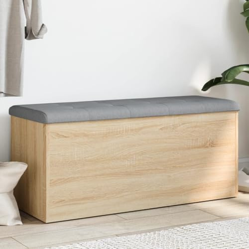 Tidyard Banc de Rangement chêne Sonoma 102x42x45 cm Bois d'ingénierie, Banc de Rangement, Banc à Chaussures Coffre de Rangement Intérieur pour Entrée, Couloir, Chambre, Salon, Bout de Lit