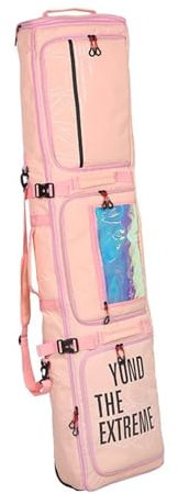 Lzyjck Vollständig Gepolsterte Snowboardtasche Mit Rollen Doppelrollbare Skitasche Große Tasche Mit Mehreren Fächern Für Skischuhe Und Helm Skitaschen Für Flugreisen,Rosa,64.9×13.8×6.7 inch