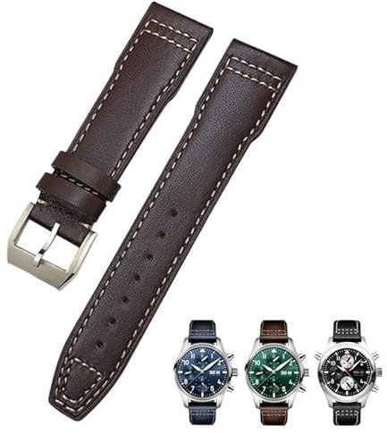 GSZCCZS 21 mm 20 mm Rindsleder-Armband, passend für IWC-Fliegeruhren, Portugieser-Armbänder, blaues Uhrenarmband-Zubehör, Herren-Werkzeug