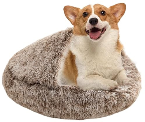 Lit couvert pour chat – Nid chaud en forme de coquillage | Lit confortable pour chat d'intérieur – Niche chaude d'hiver pour chat et chien avec housse