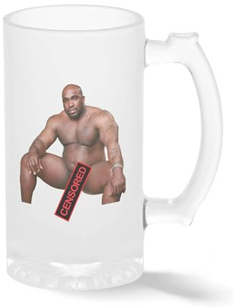Print Maniacs Barry Wood Sitting on Bed Censored Pint Glass Mug Frosted Transparent Stein Novelty Mug for Beer 500ml