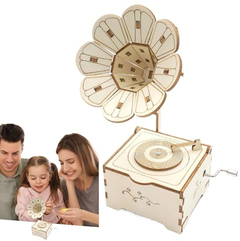 Puzzle Gramophone en Bois – Modèle de Gramophone rétro, Kit de boîte à Musique en Bois | Kit d’Assemblage de Gramophone, Puzzle de Musique de Gramophone en Bois, décor Artisanal de Gramophone,