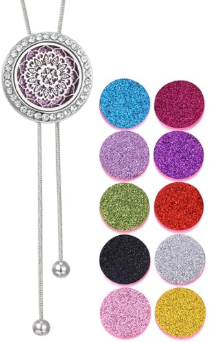 RIXERKOC eterisk olja diffuser halsband för kvinnor, aromaterapi berlock halskedja justerbar rostfritt stål kedja med 10 filtkuddar, eteriska oljor smycken gåva för kvinnor män, En Storlek, Legering