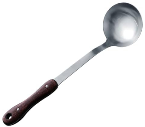 OFFSCH Cucharas y Palas Para Ollas De Acero Inoxidable y Madera Mango Aislante Térmico, Tamaño Estándar, Utensilios De Cocina Hogar, Aptos Para Sopas y Guisos