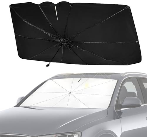 Pare-Soleil de Voiture, Pliable Pare-Soleil Parapluie pour Pare-Brise de Voiture Anti-UV, Isolation Thermique, pour la Plupart des Voitures, SUV, 79cm*140cm