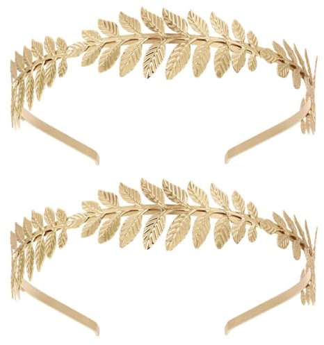 CATOR Lot de 2 bandeaux de déesse romaine pour femmes, bandeaux en or, diadème, couronne de laurier, accessoires pour cheveux, mariage doré, bohème, feuille