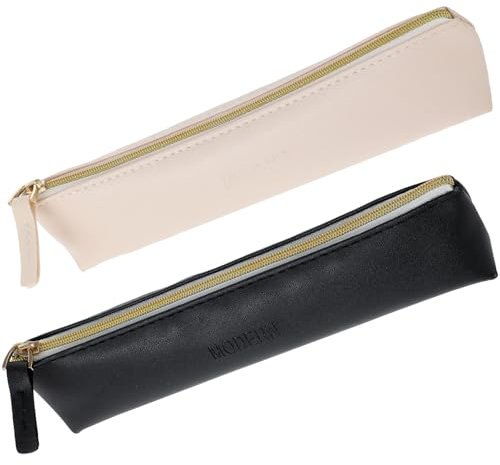 Lot de 2 petites trousses de maquillage portables en cuir étanches avec fermeture éclair pour rouge à lèvres, pièces de monnaie, accessoires de maquillage de voyage, organisateur de pinceaux