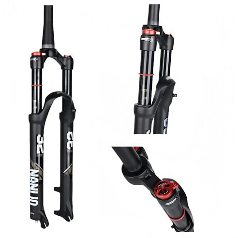 Federgabel MTB, gabeldämpfung 26/27,5/29 Zoll 1-1/8 Gerade/konische Fahrrad-Luftfedergabel Federweg 120MM 9 * 100MM QR Scheibenbremsen Fahrrad Vordergabeln Manuell/Fernsperre(Tapered-manual,26in)