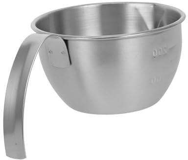 OUNONA Tazón de Acero Inoxidable de 200ml Cuenco Multifuncional con Asa Cómoda y Escala para Batir Huevos y Hornear en Color Plata para Cocina y Repostería