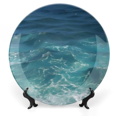 JTKBNVM Grandes assiettes décoratives en porcelaine anglaise bleue de 25,4 cm pour présentation - Assiette désert en céramique avec présentoir - Assiette en porcelaine personnalisée pour cuisine