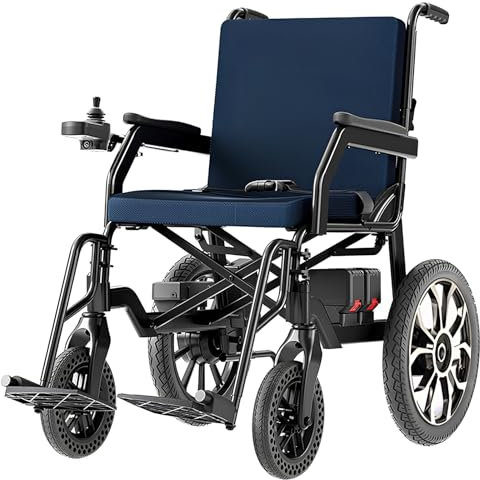 AMITD Carrozzina Elettrica Pieghevole Leggera Tutti Terreni Fino a 150 kg, Autonomia 20 km, Batteria Rimovibile, Telaio in Alluminio 19 kg, Sedile 48 cm, Sedia a Rotelle per Disabili, Adult, Anziani