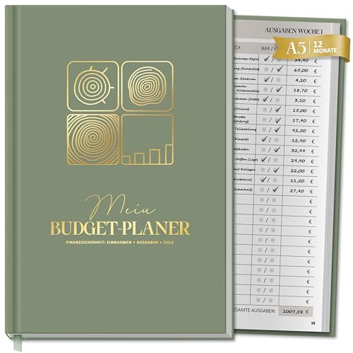 12 Monate Budget Planner Deutsch - Undatierter Haushaltsbuch 2026 mit 60 Wochen Einnahmen-Ausgaben Tracker, Achtsamkeit, Reflexion - Finanzplaner - Budgetplaner zur Kontrolle Geldes - Ausgabenbuch