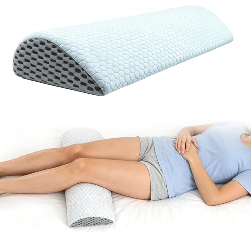 Cuscino Gambe Ginocchia per Dormire a Mezzaluna, Cuscino Lombare Ergonomico in Memory Foam per Dormire Lateralmente Morbido Supporto, Alleviare il Dolore, Sfoderabile e Lavabile (Bianco)