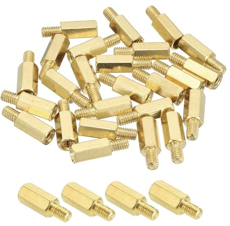 PATIKIL M4 Messing Sechskant Abstandshalter 25 Stück PCB Motherboard Abstandsschrauben Für Drone Quadcopter Computer Build Elektronikprojekte Leiterplatte Gold (M4 x 12mm+6mm)