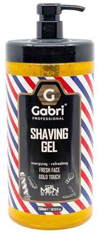 Gabri Shaving Gel 1500ml, Transparent, No Foam, Moisturizing Ultra Sensitive Shaving Gel for Men, Soothes, Protects, Clean Skin, Professional Barbers & Traditional Shaving (Gold Touch)