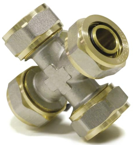 Pipetec Schraubfitting Kreuz-Stück 20 x 2mm | für Mehrschichtverbundrohr und Aluminiumverbundrohr, DVGW Zertifiziert