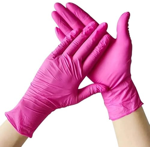 20/50/100 pezzi Guanti monouso in nitrile fucsia da 3,5 mil, lattice, senza polvere, for la pulizia della casa, for cucinare, giardinaggio(Rose Red 20PCS,S)