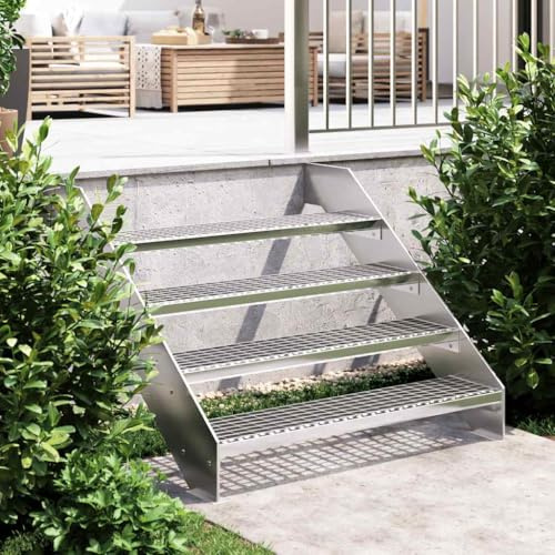 Générique Escalier en caillebotis 100x24x7 cm Acier galvanisé,Maison & Jardin, Produits ménagers, Revêtements de marches, Argent (Poids 5.52KG)