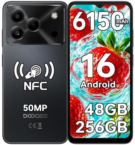DOOGEE Note 56 Plus Android 16 Smartphone Ohne Vertrag, 48GB+256GB/2TB Handy Ohne Vertrag 6150mAh, 6,56 HD+ Handy Günstig 8,45mm Ultraschlankes, 50MP+8MP Kamera, NFC/Fingerabdruck/Dual-SIM/GPS/OTG