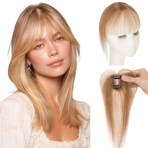 MY-LADY Clip in Pony Echthaar Wispy Bangs Fringe Extensions Bangs Natürliche Pony Haarteile Echthaar für Damen #06 Hellbraun 10g