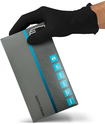 RE-GEN Black Nitrile Powder Latex Free Disposable Gloves | Heavy-Duty Multi-Purpose, Tattooist, Tattoo, Utility, Automotive, Catering | 100 Gloves/Per Box (Small 100pc Box)