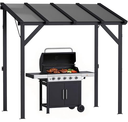 Outsunny Grillpavillon 2,44 x 1,48 m Gartenpavillon mit Pultdach, Gartenlauben mit UV-Schutz 50+, BBQ Pavillon, Gartenzelt Grillzelt für Garten Party Picknick BBQ, Dunkelgrau