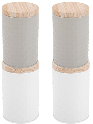 Toyvian Cajas Metálicas para Galletas 4 Piezas, Contenedores de Alimentos en Tonos Claros y Grises Altos, Estuche para Guardar Bocadillos y Dulces Infantiles, Organizador para Pastelería