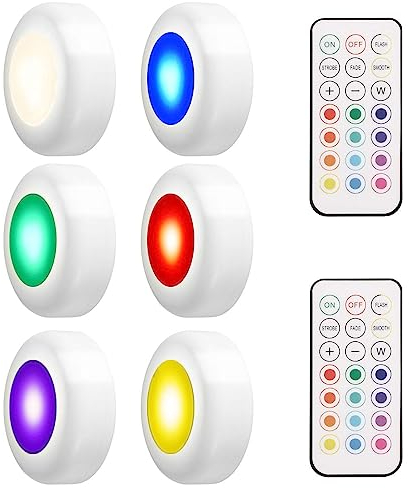 LEDGLE 18W Éclairage Sous Meuble Cuisine Spot LED Lampe de Placard Sans Fil avec Télécommande, Etanche IP44, Lot de 6